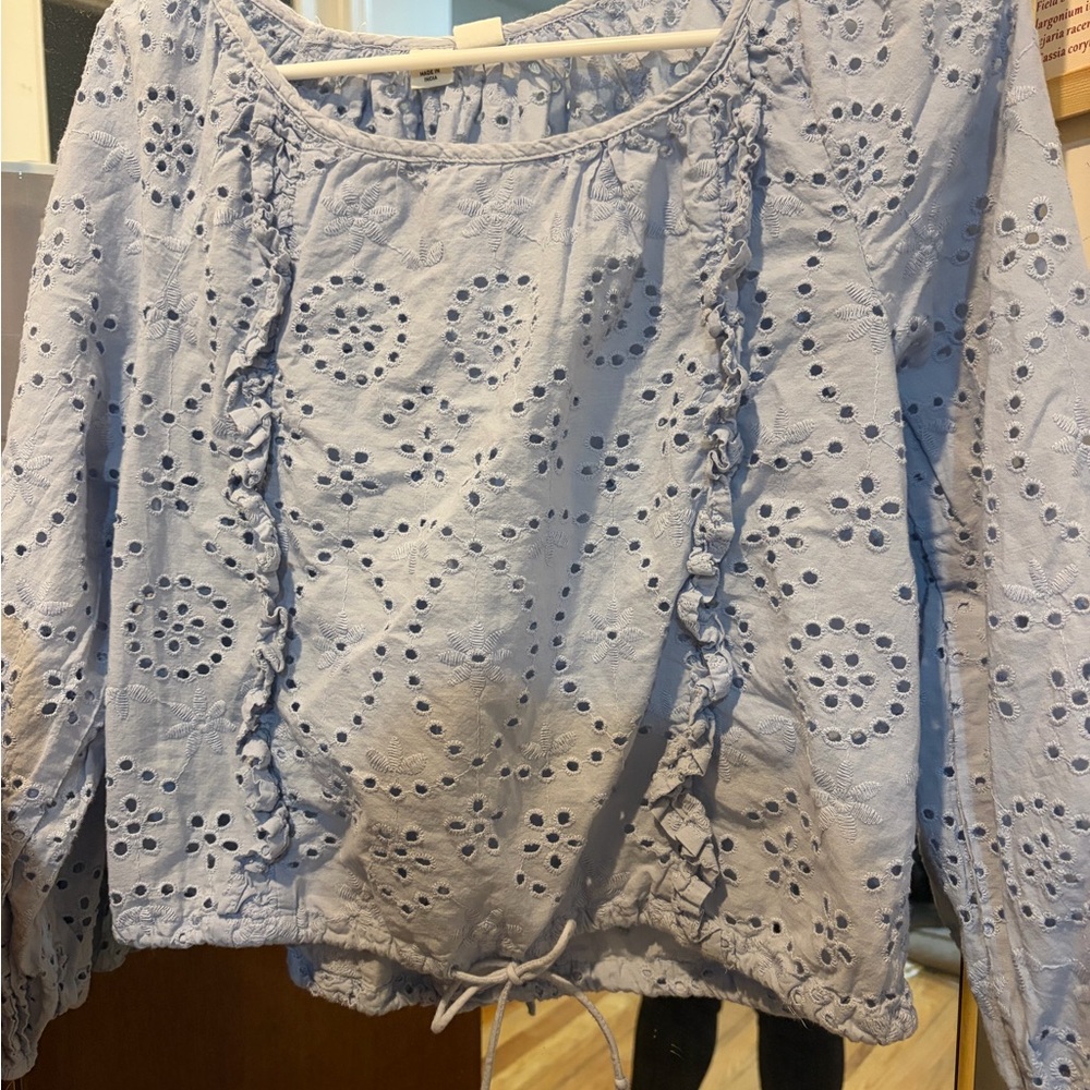 Joie Light Blue Eyelet Blouse